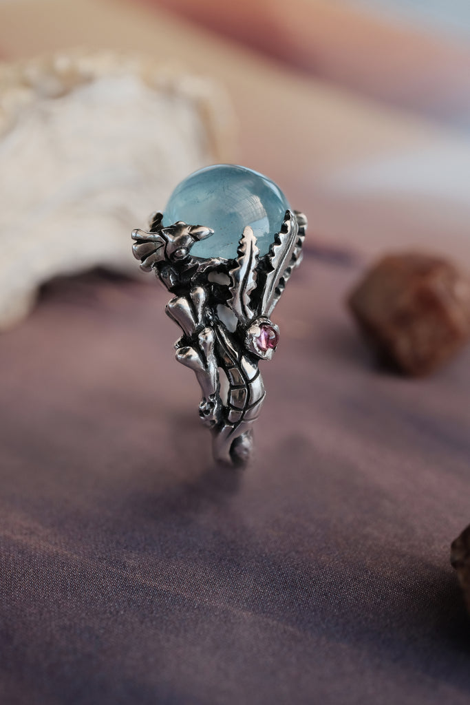Silver Aquamarine ring “Earth”