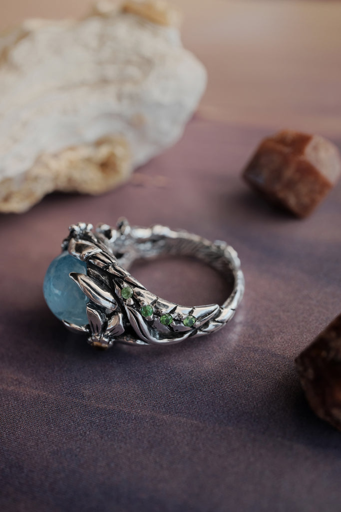 Silver Aquamarine ring “Earth”