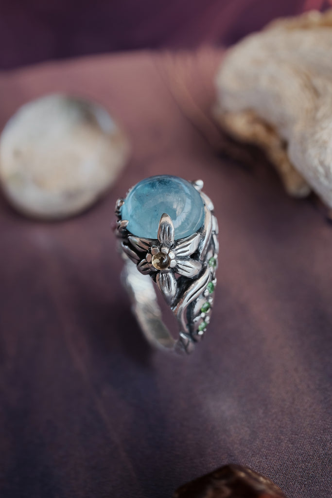 Silver Aquamarine ring “Earth”