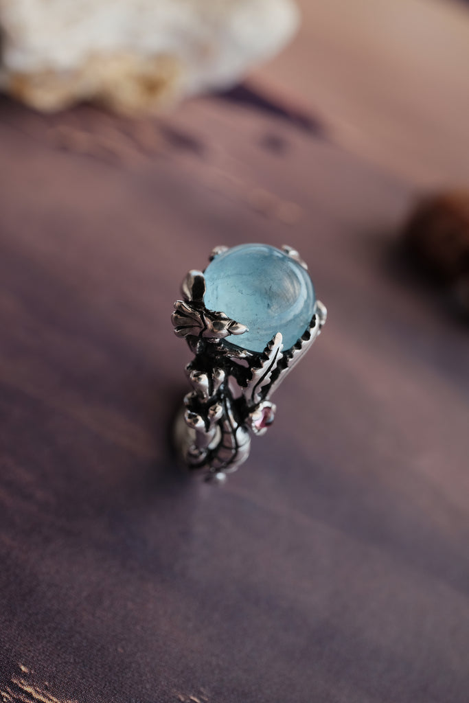 Silver Aquamarine ring “Earth”