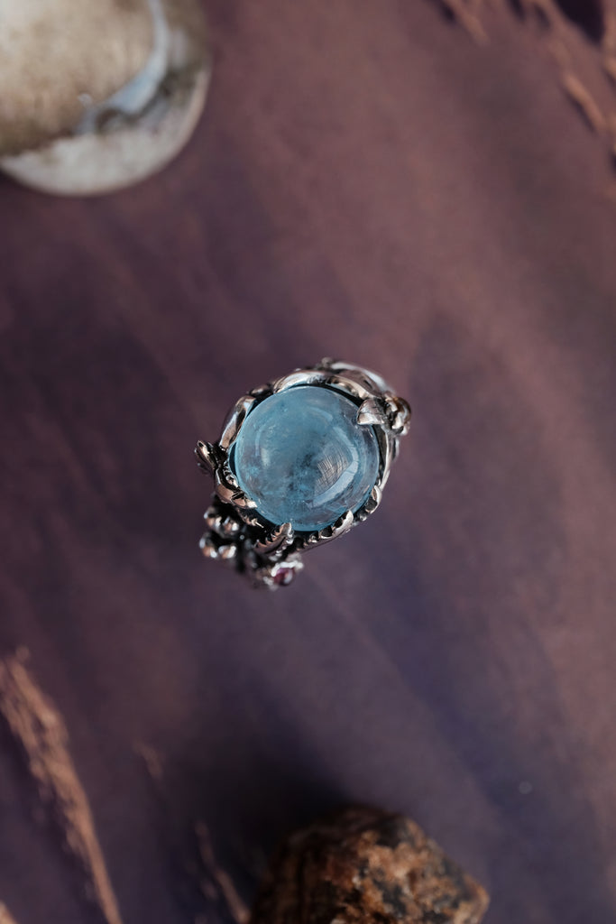 Silver Aquamarine ring “Earth”