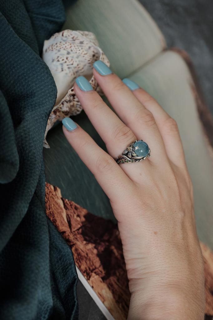 Silver Aquamarine ring “Earth”