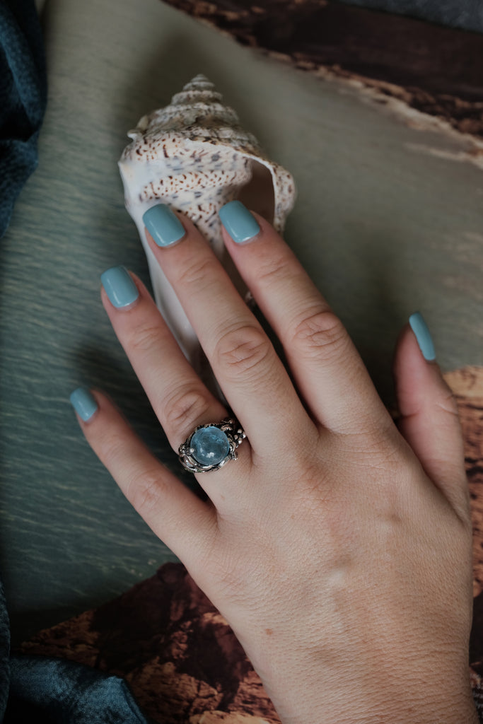 Silver Aquamarine ring “Earth”
