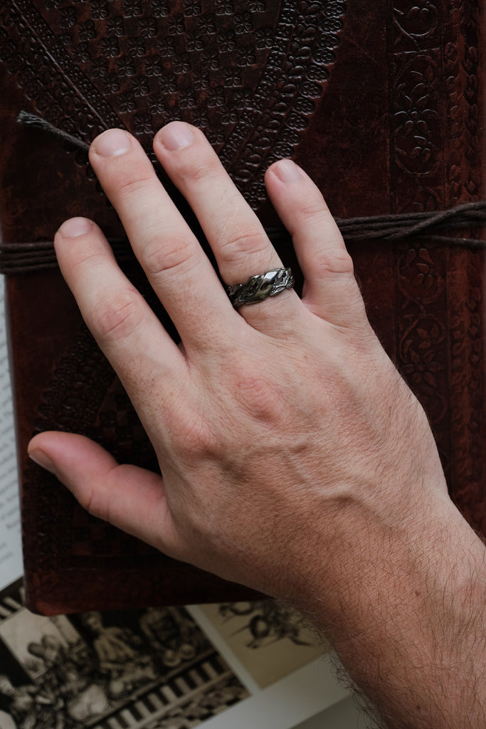 Men's Sterling Silver Black Wedding Band "Vivienne"