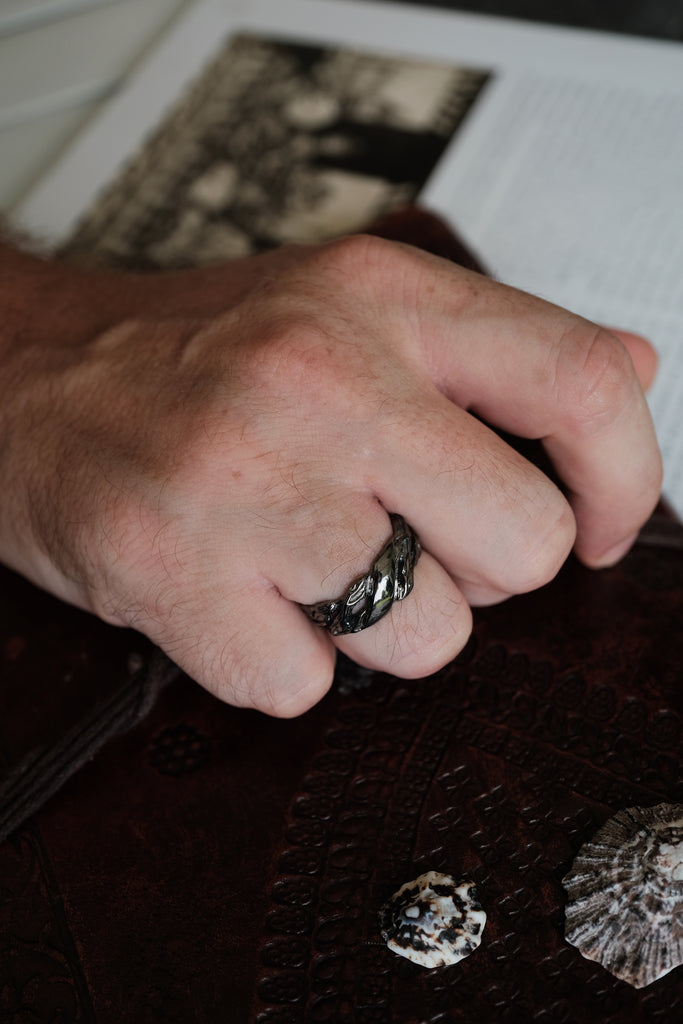 Men's Sterling Silver Black Wedding Band "Vivienne"