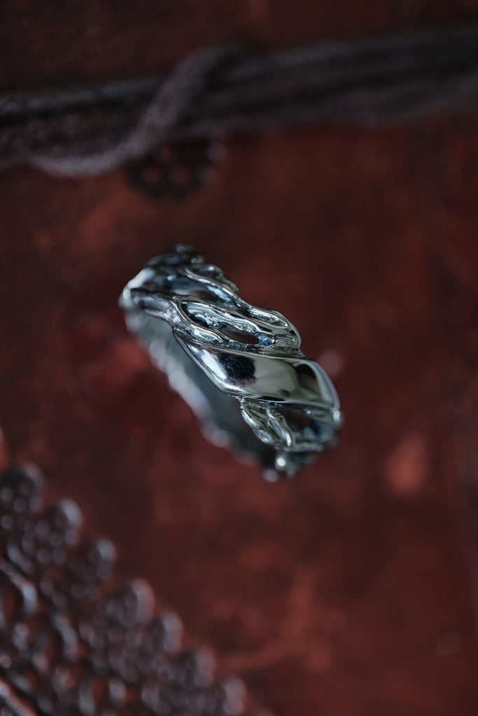 Men's Sterling Silver Black Wedding Band "Vivienne"