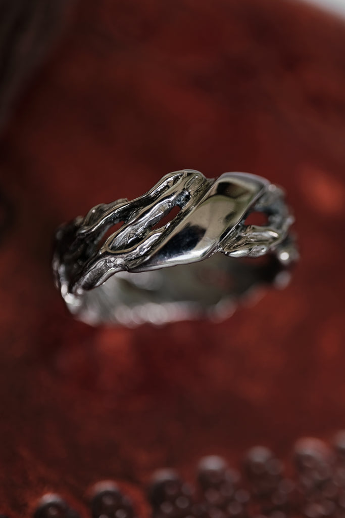 Men's Sterling Silver Black Wedding Band "Vivienne"