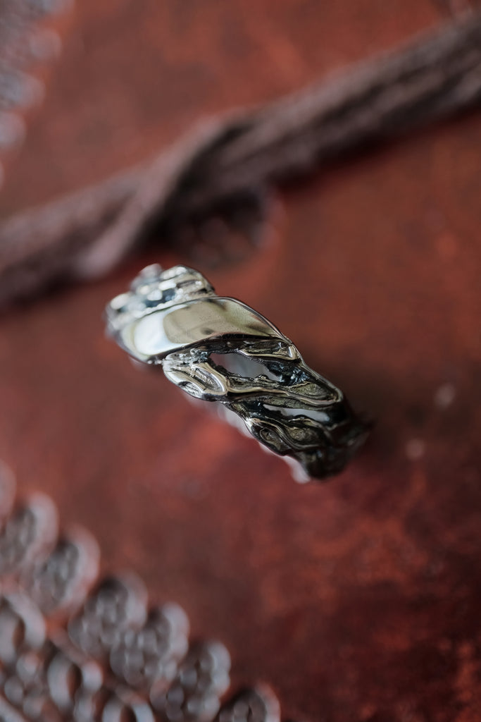 Men's Sterling Silver Black Wedding Band "Vivienne"