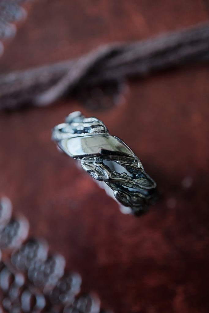 Men's Sterling Silver Black Wedding Band "Vivienne"