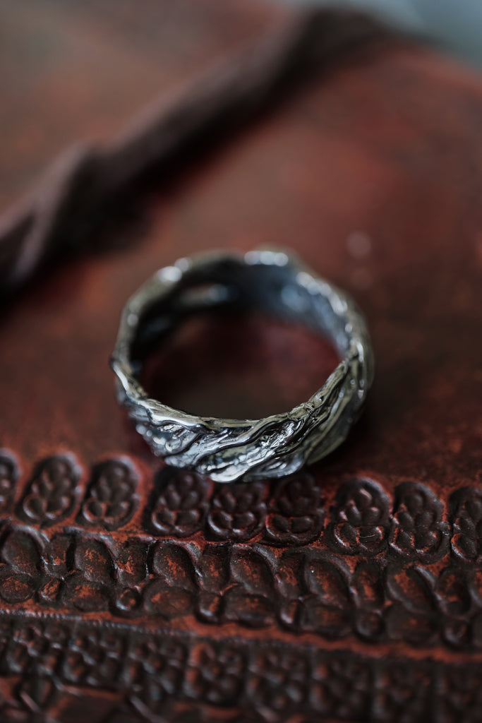 Men's Sterling Silver Black Wedding Band "Vivienne"