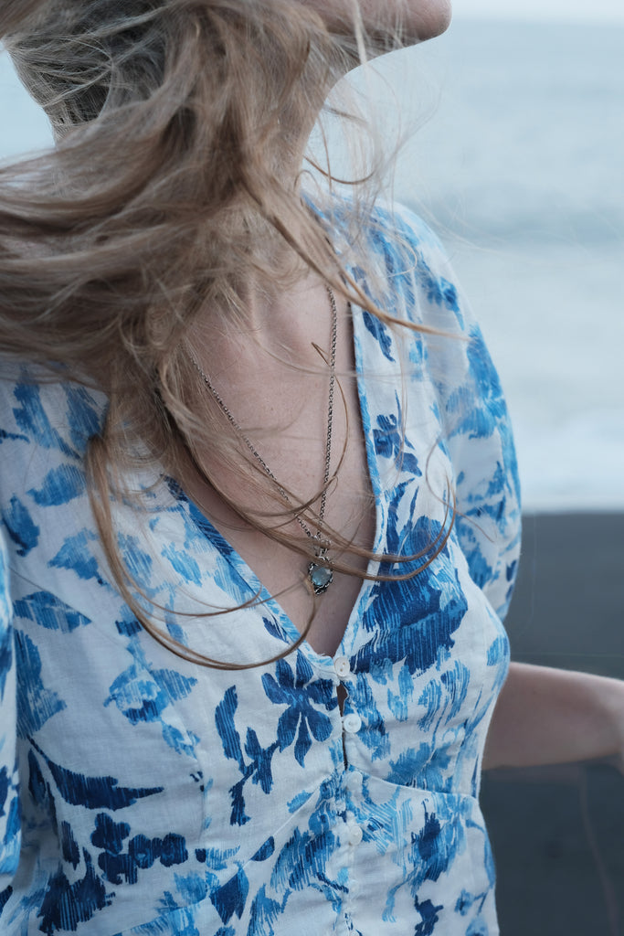 Aquamarine & Tsavorite Pendant in Silver "Greece"