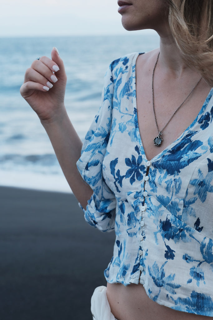 Aquamarine & Tsavorite Pendant in Silver "Greece"