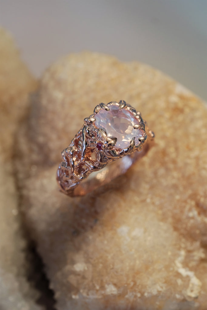 14K Solid Rose Gold ring “Amor” with Lavender Quartz