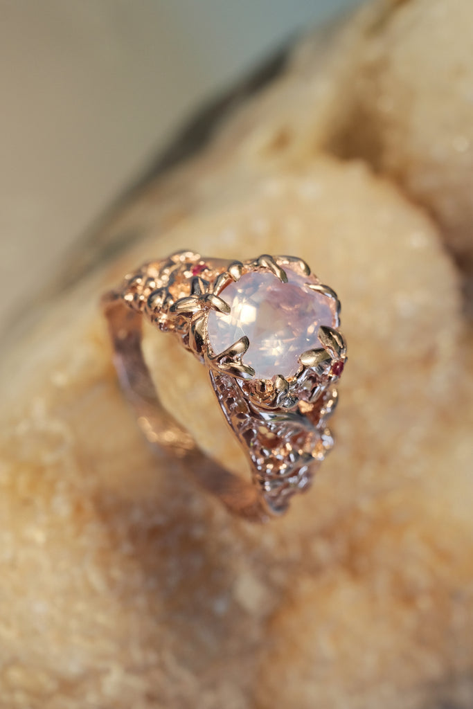 14K Solid Rose Gold ring “Amor” with Lavender Quartz