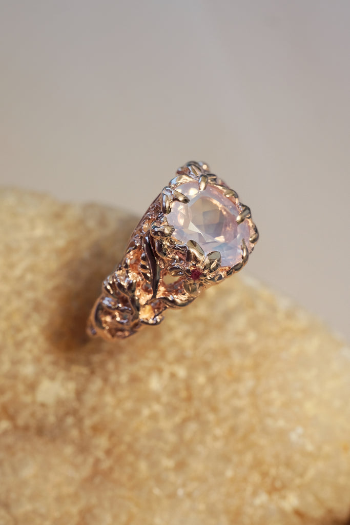 14K Solid Rose Gold ring “Amor” with Lavender Quartz