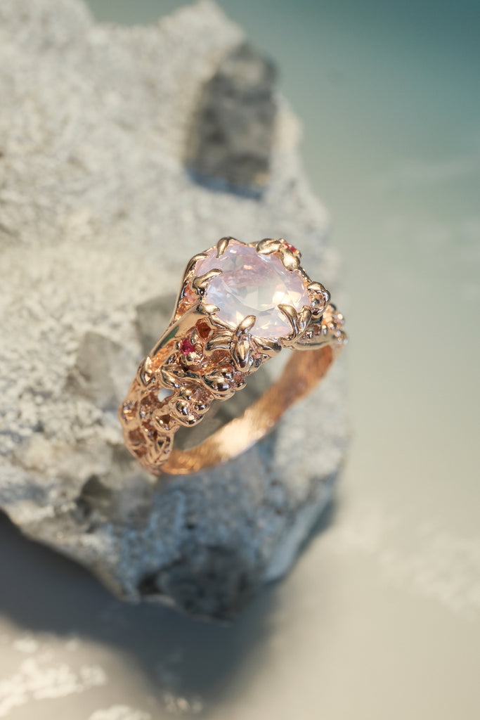 14K Solid Rose Gold ring “Amor” with Lavender Quartz
