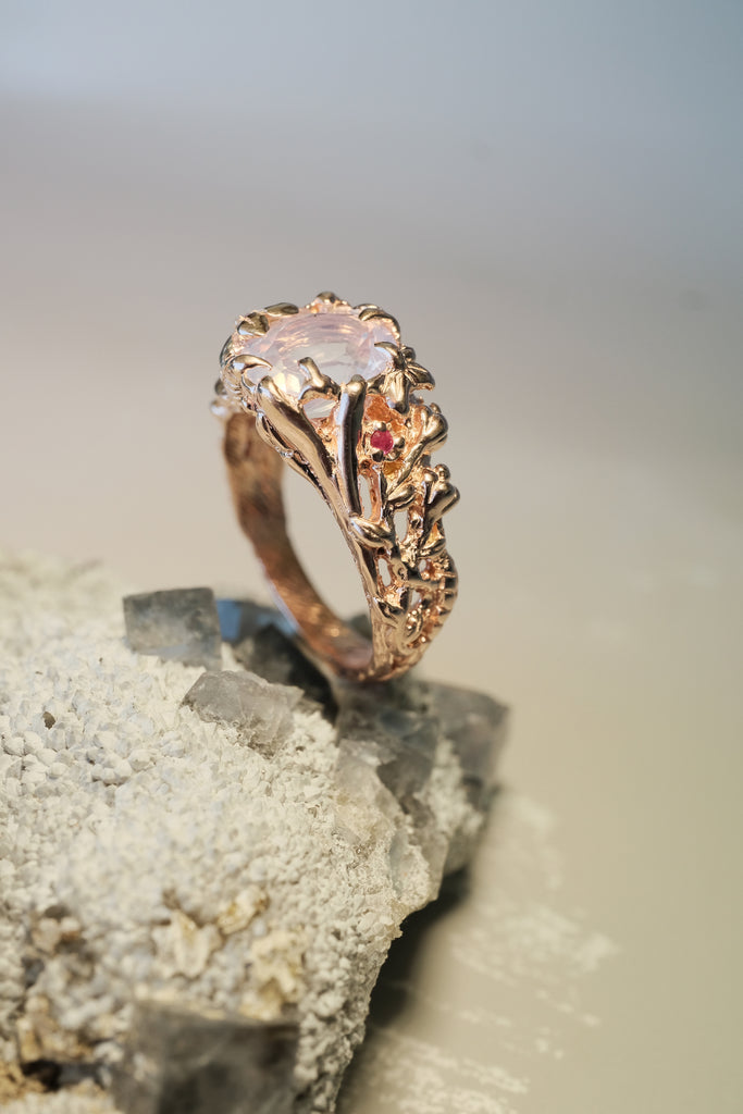 14K Solid Rose Gold ring “Amor” with Lavender Quartz