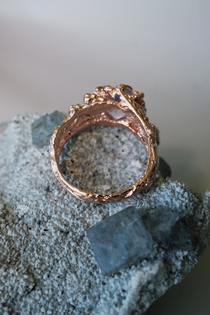 14K Solid Rose Gold ring “Amor” with Lavender Quartz