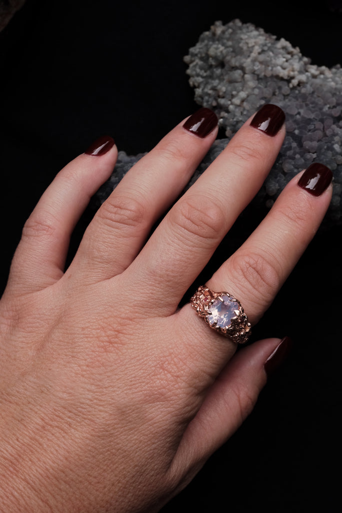 14K Solid Rose Gold ring “Amor” with Lavender Quartz