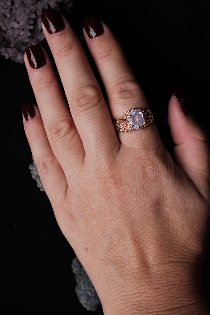 14K Solid Rose Gold ring “Amor” with Lavender Quartz