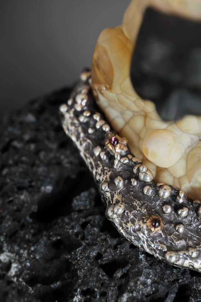 "Nagual" One-of-One Sterling Silver Spiritual Sculpture with Natural Agate