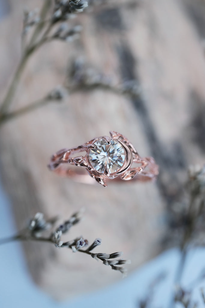 Moissanite Engagement Ring "Luna" - Rose Gold