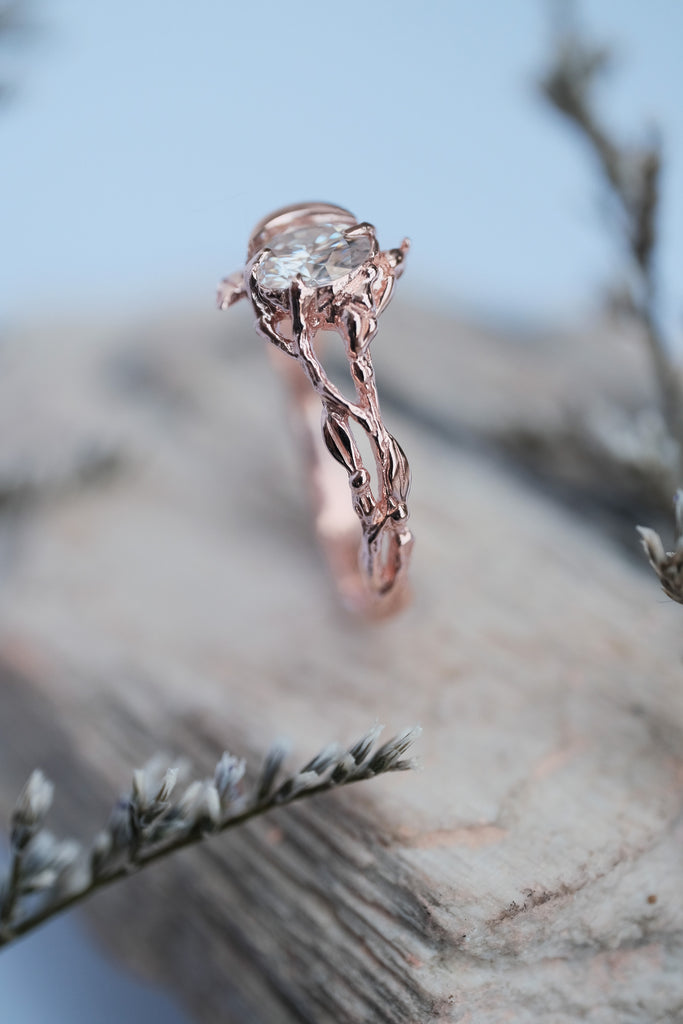 Moissanite Engagement Ring "Luna" - Rose Gold