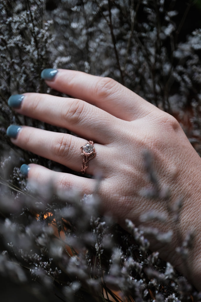 Moissanite Engagement Ring "Luna" - Rose Gold