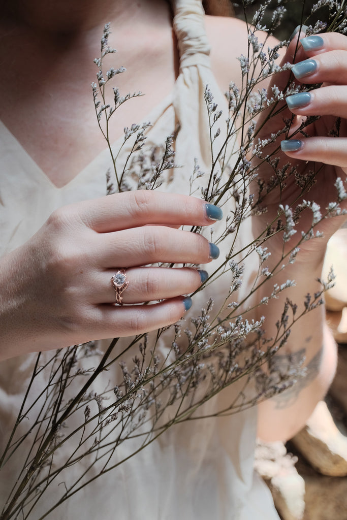 Moissanite Engagement Ring "Luna" - Rose Gold