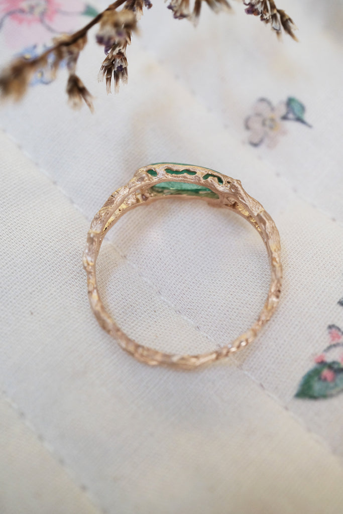 One of a Kind Rose Gold Emerald Ring "Vale"