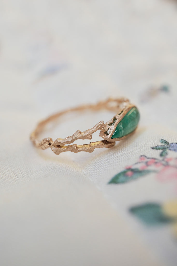 One of a Kind Rose Gold Emerald Ring "Vale"