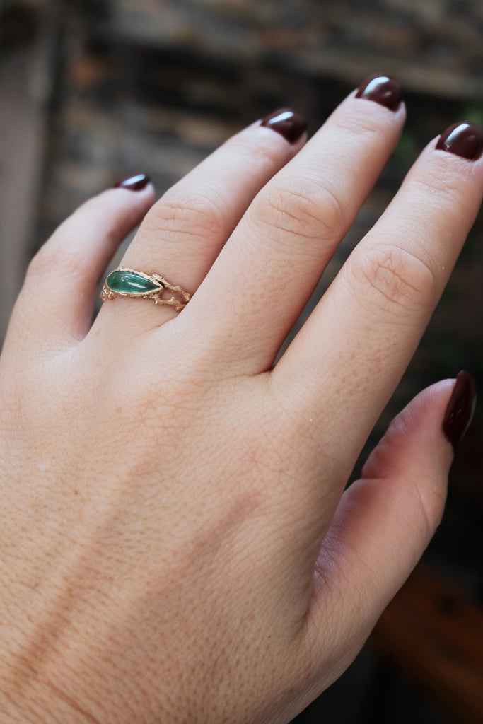 One of a Kind Rose Gold Emerald Ring "Vale"