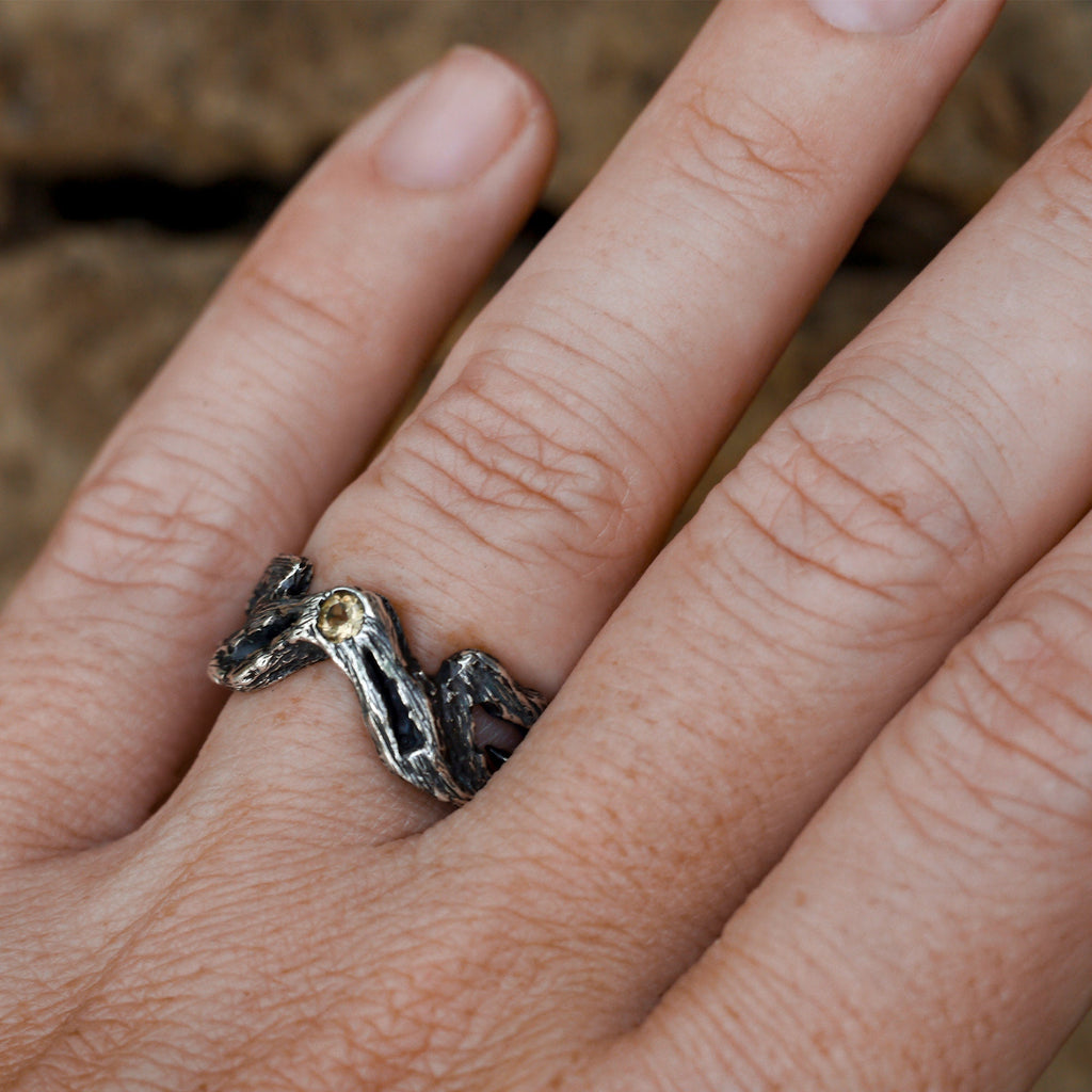 Citrine Silver Ring "Mountain plateau"