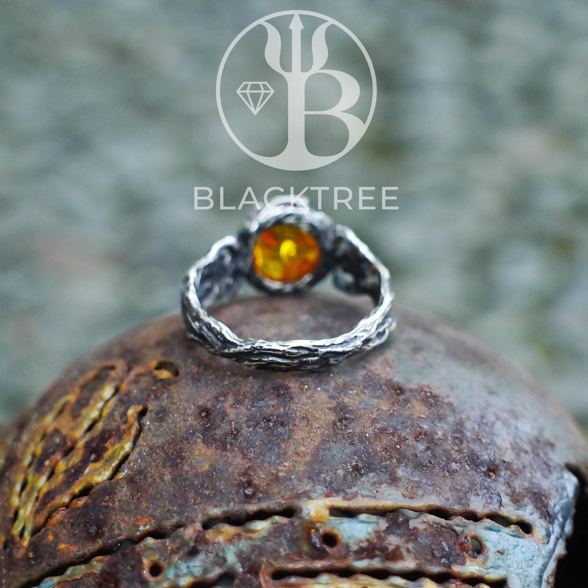 Sterling Silver Amber Ring by BlackTreeLab