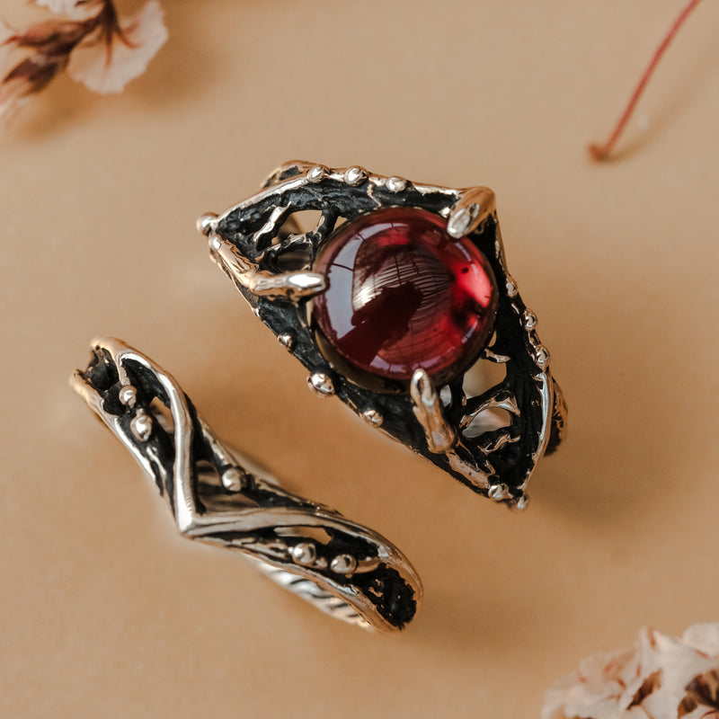 Stackable Rings with Garnet