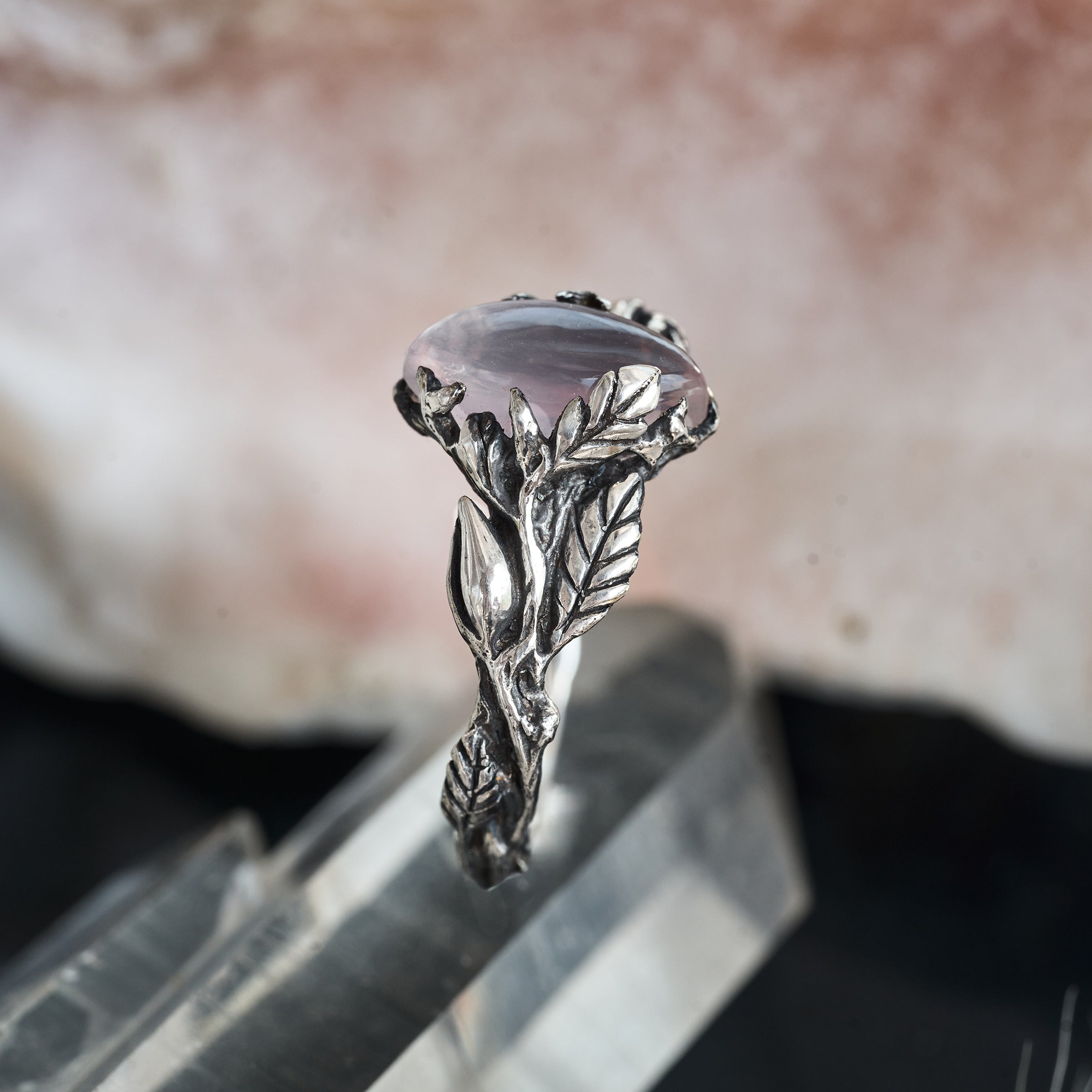 Engagement Ring with Rose Quartz 