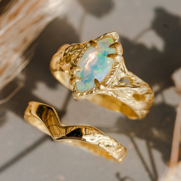 Engagement Opal Ring set Gold