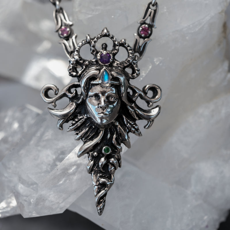 Elf jewelry Silver pendant and necklace Demeter