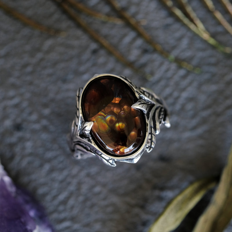 Royal Silver ring  with Fire Agate by BlackTreeLab