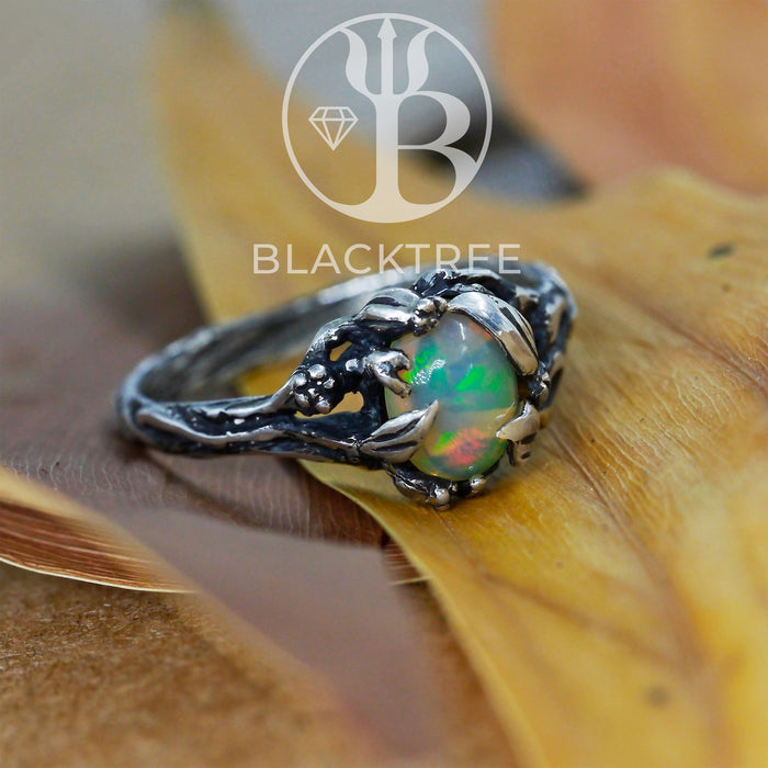 Fire Opal Engagement Ring "Chloe" by BlackTreeLab