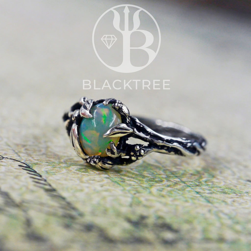 Fire Opal Silver Ring "Chloe"