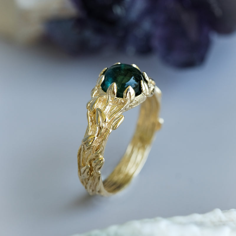 Yellow Gold Blue Tourmaline ring Kaia