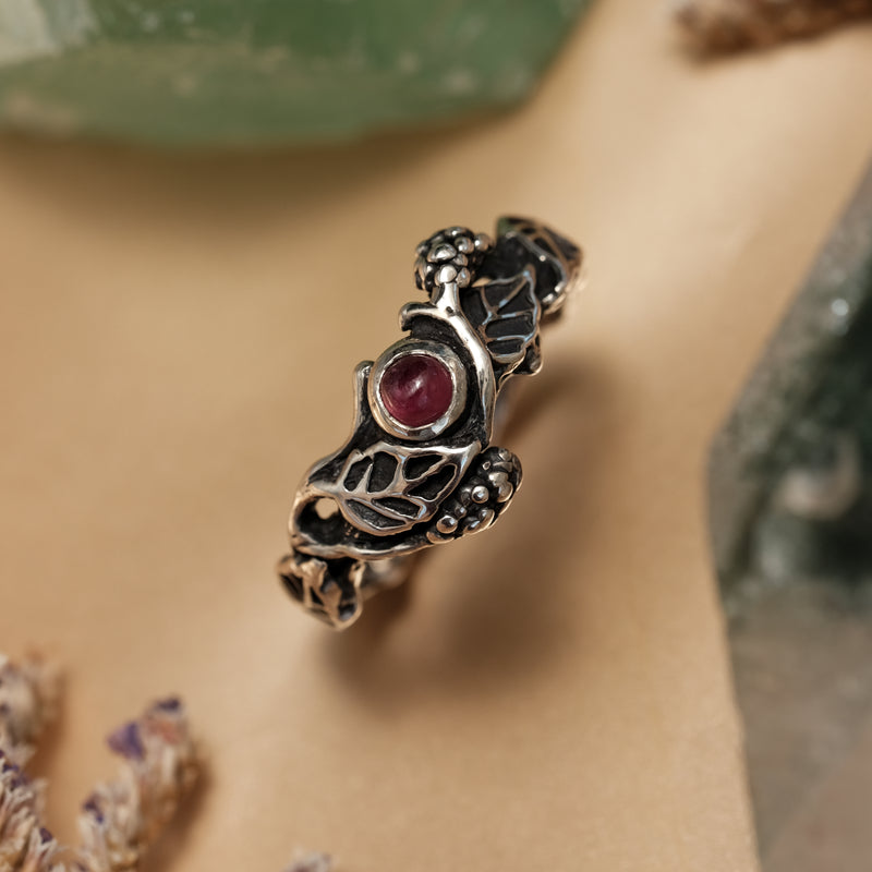 Red Ruby Silver Ring Mulberry