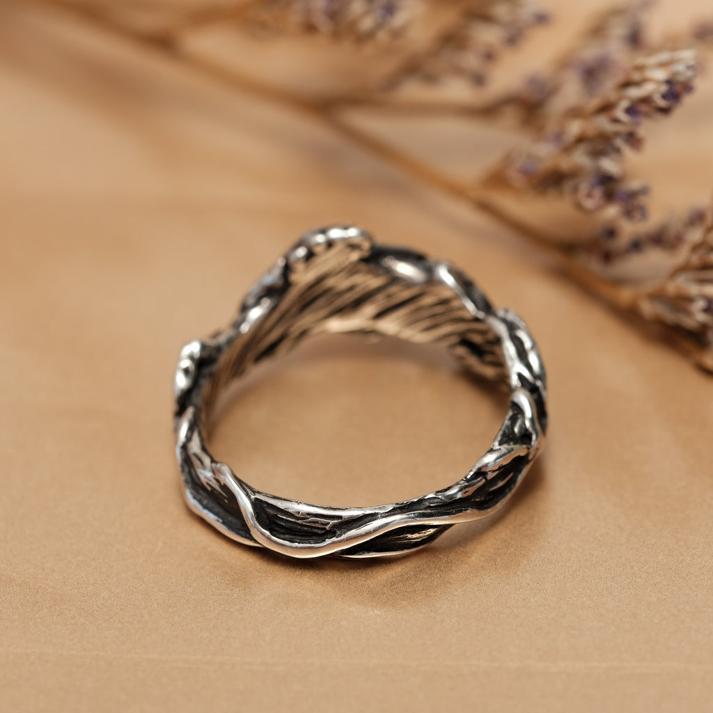 Vintage Sterling Silver Ring with Red Ruby Mulberry 