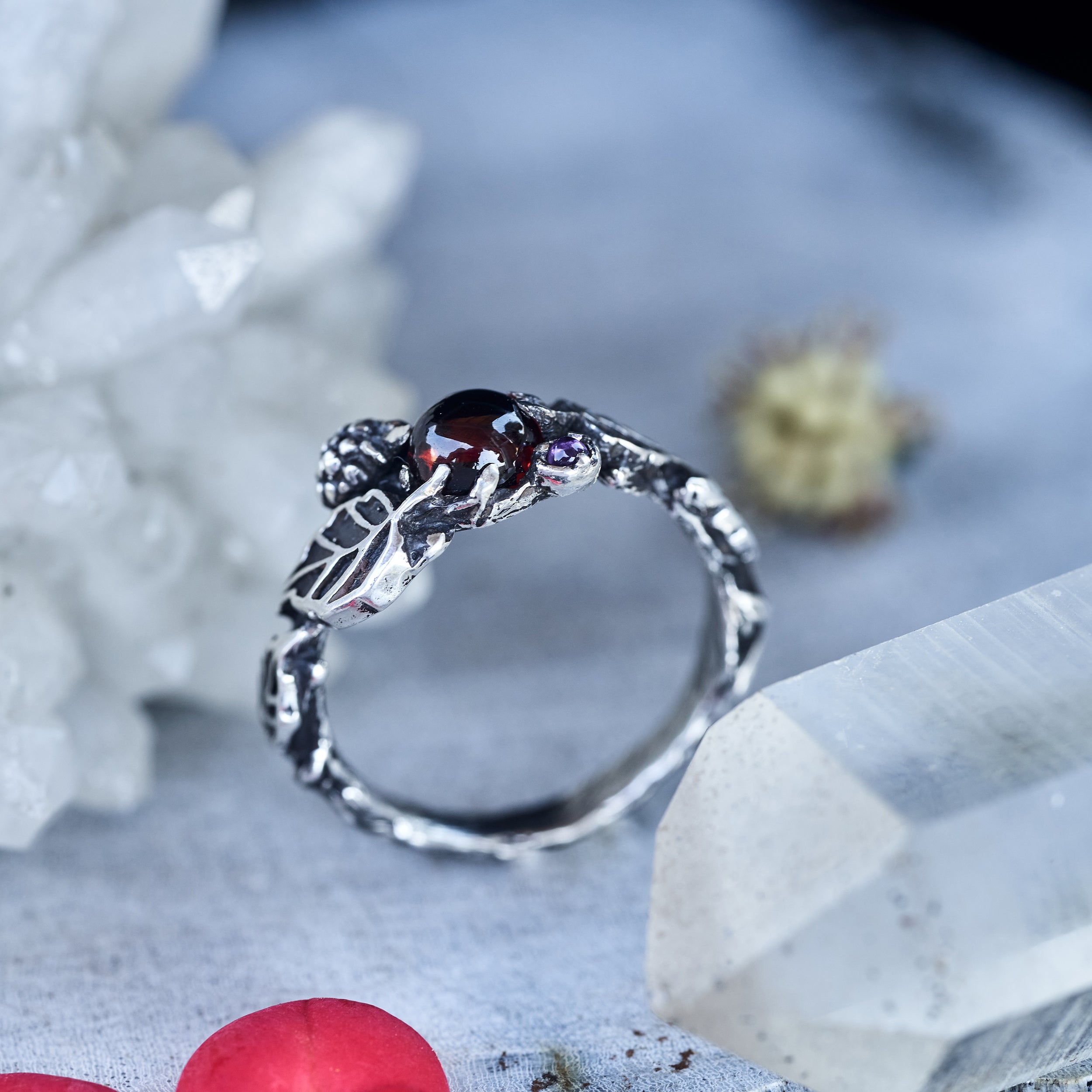 Silver Garnet ring 'Raspberry