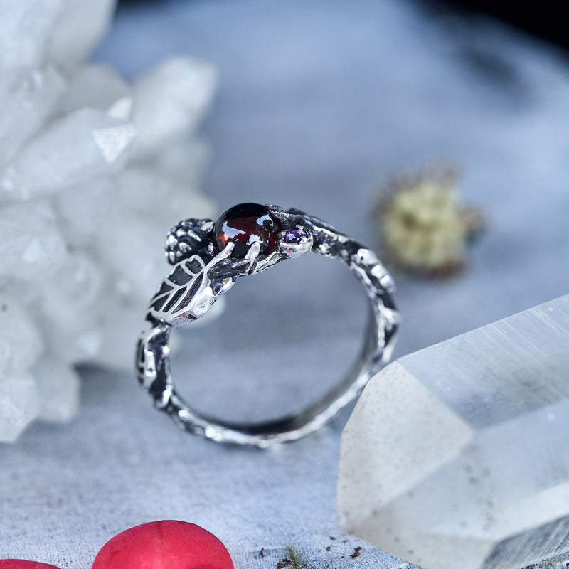 Silver Garnet ring 'Raspberry" by BlackTreeLab