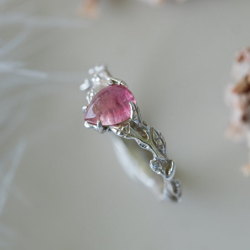 Gold Engagement Ring Pink Tourmaline Blossom