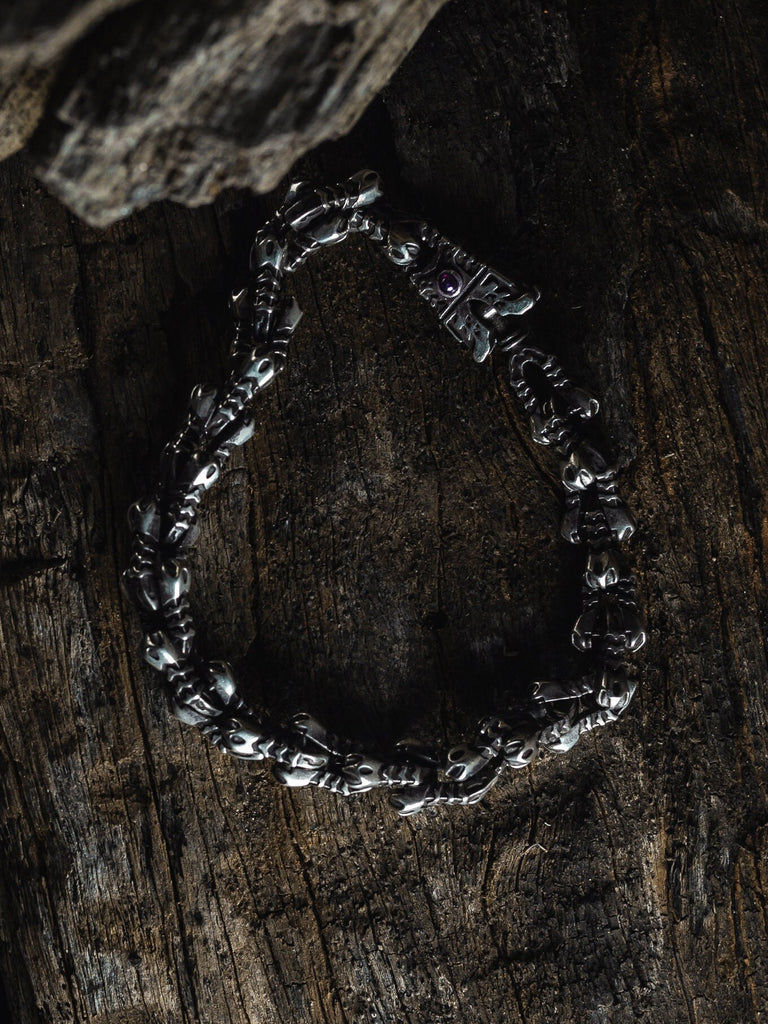 Silver Alien Men's Bracelet "Space Invaders"