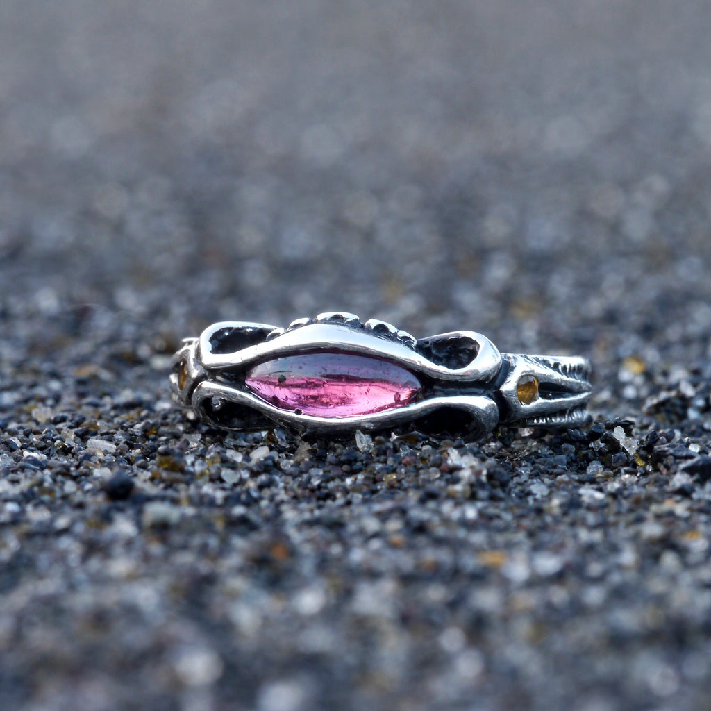 Gothic Sterling Silver Garnet Ring
