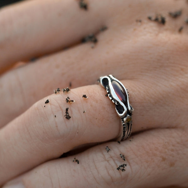 Gothic Silver Garnet Ring